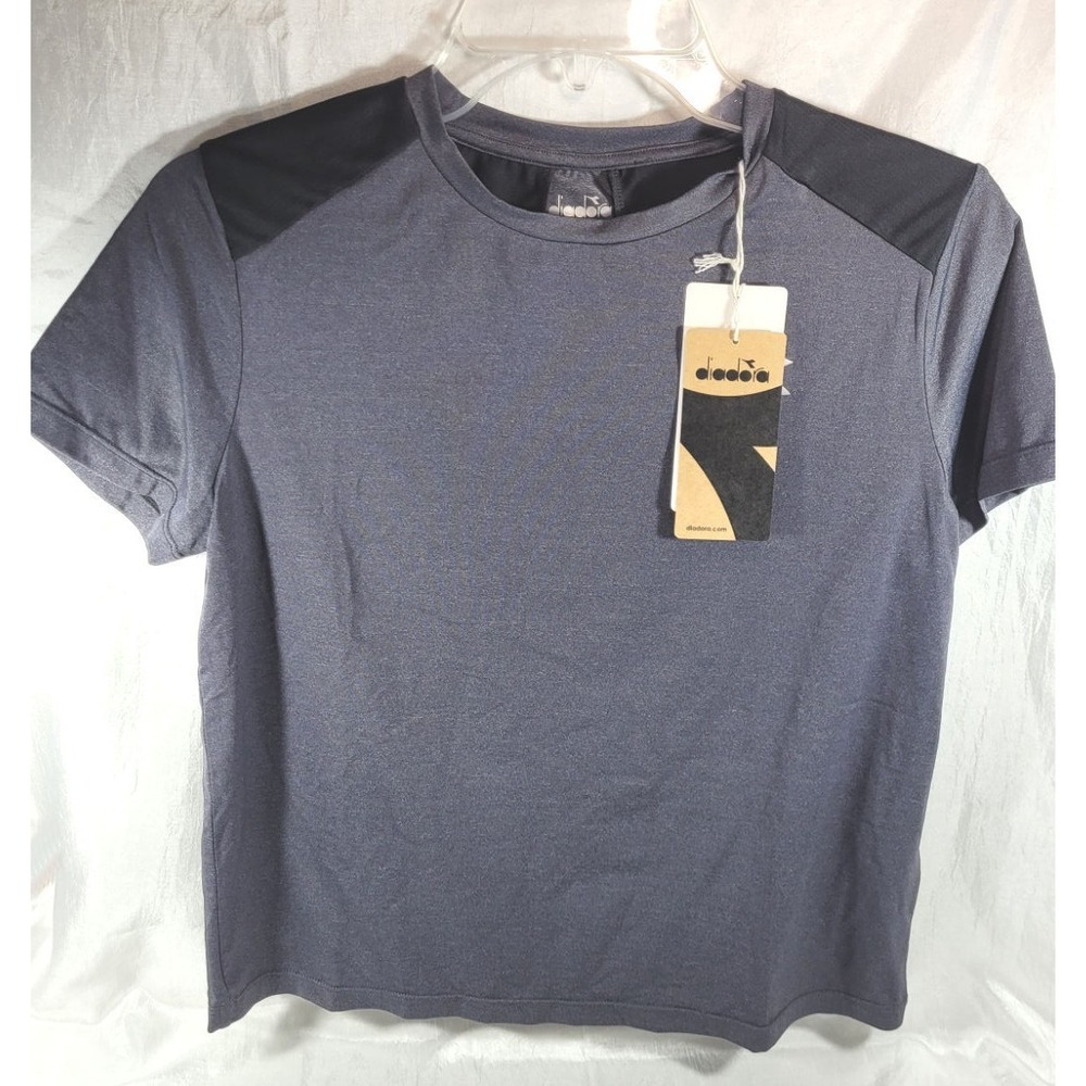 Diadora Women's L. Short Sleeve Tech T-Shirt - Gray/Black Size XS (US XXS) - $55